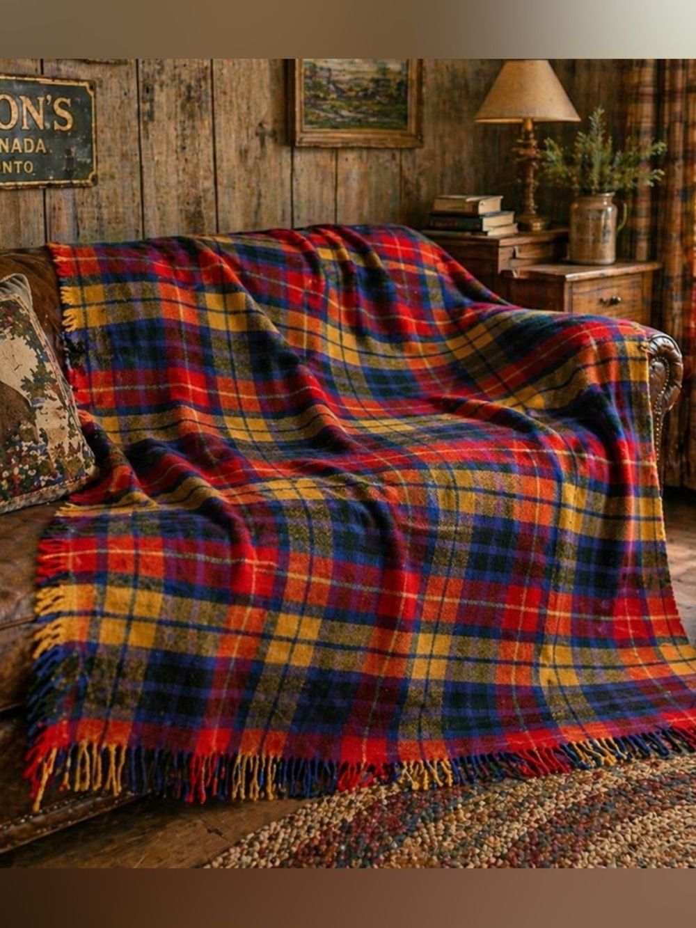 1970's Hudson’s Bay Buchanan Plaid Wool Travel Rug Blanket Throw 52x64 Tartan